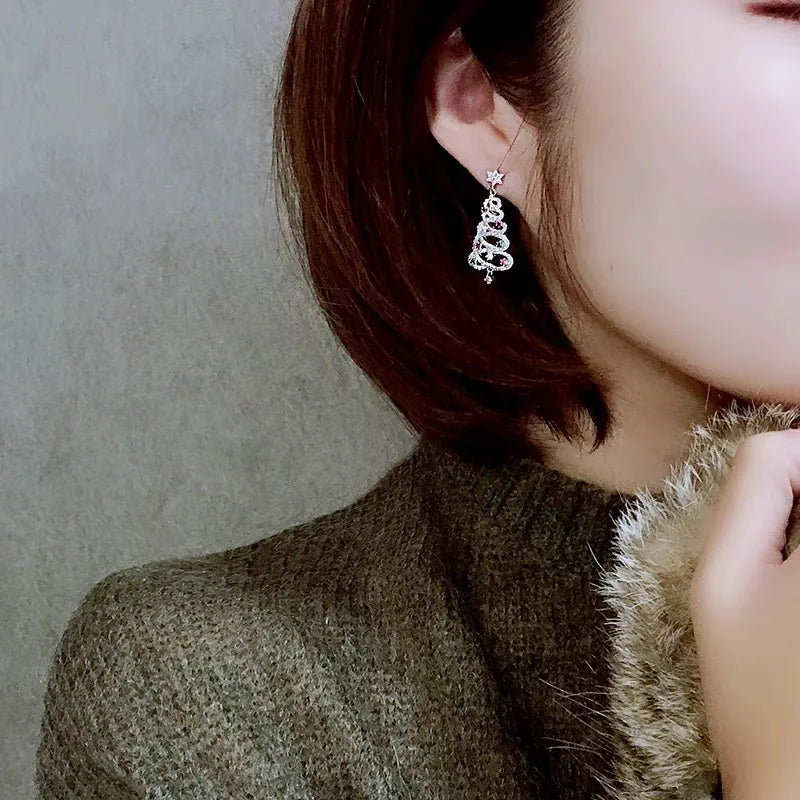 Christmas Tree Rhinestone Earrings by Geo’s Online Store
