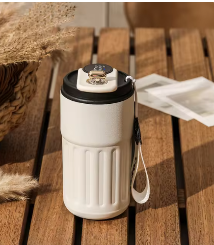 Smart Digital Thermal Bottle Portable Coffee Mug Stainless Steel Water Bottle In-Car Insulated Cup Keep Cold Vacuum Flasks 450ml by Geo’s Online Store
