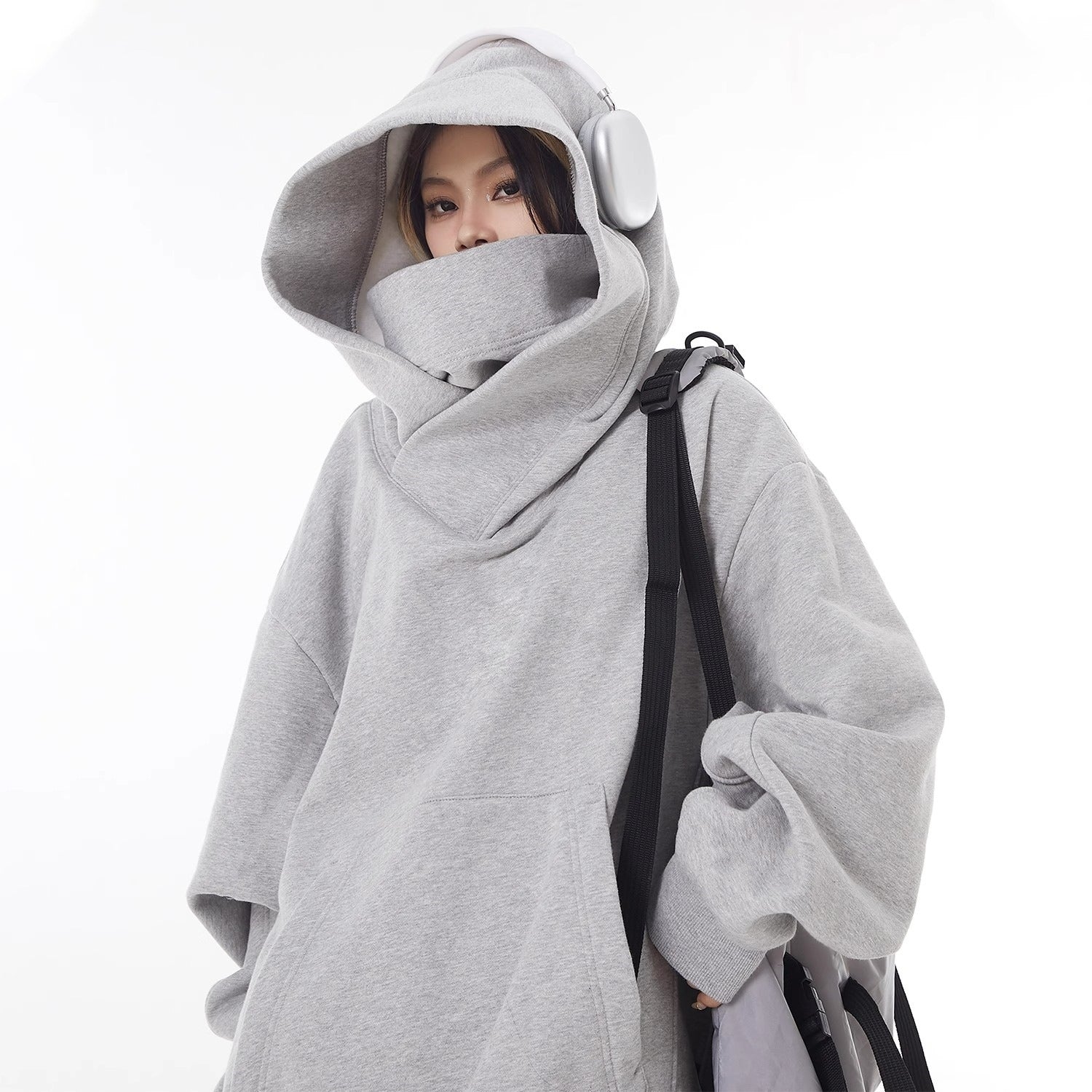 Loose High Collar Fleece Lined Hoodie by Geo’s Online Store