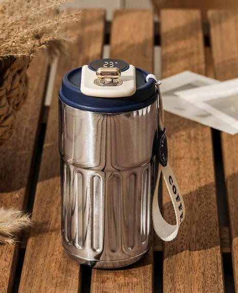 Smart Digital Thermal Bottle Portable Coffee Mug Stainless Steel Water Bottle In-Car Insulated Cup Keep Cold Vacuum Flasks 450ml by Geo’s Online Store