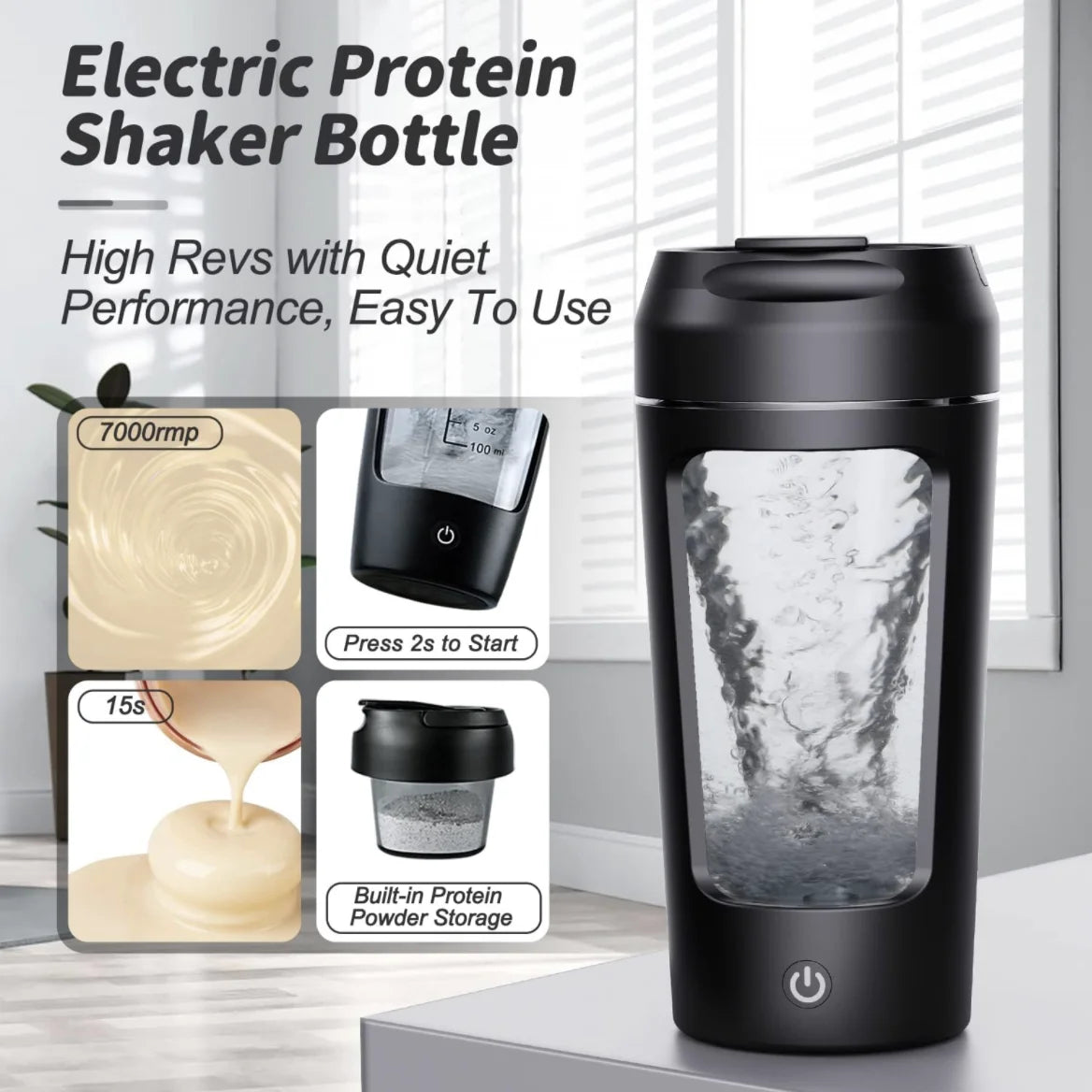 Electric Portable Whey Protein Shaker Bottle by Geo’s Online Store